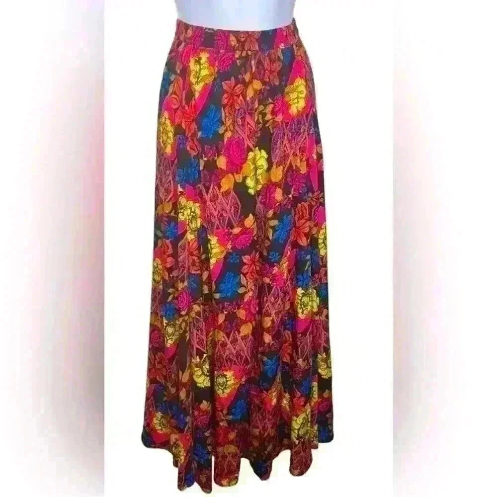 Christian Siriano New York Tropical Colorful Watercolor Maxi Skirt Large NWT - Picture 2 of 2